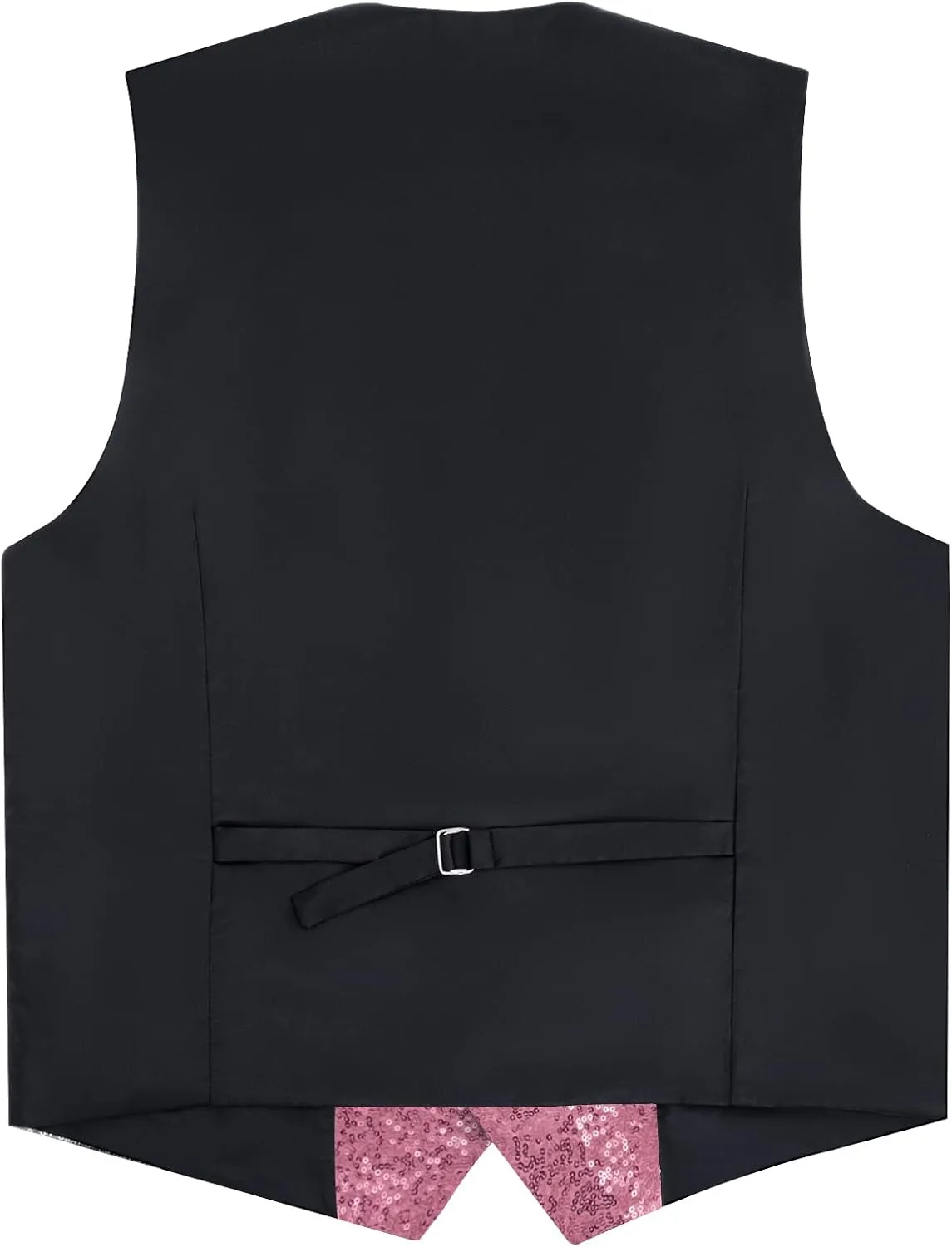 DiBanGu Mens Sequin Vest Casual V-neck Shiny Waistcoat Tie and Pocket Square Set Sharkly Solid Dress Vest for Prom Party