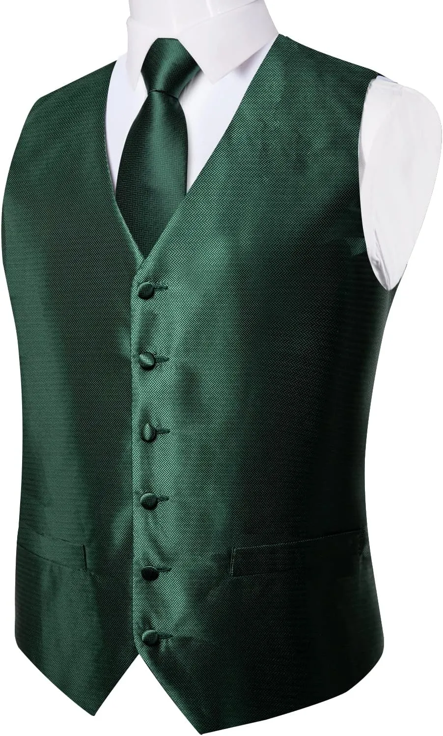 DiBanGu Men's Silk Paisley Vest and Necktie Set 6PCS Pre-tied Bow Tie Formal Waistcoat for Wedding Party