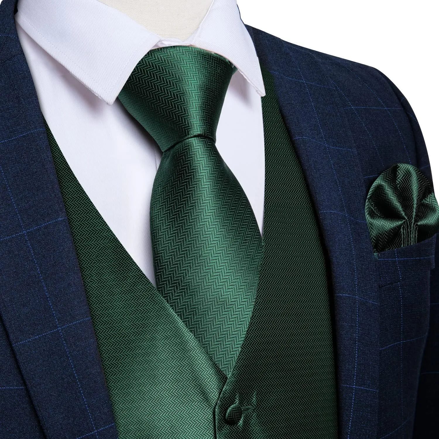 DiBanGu Men's Silk Paisley Vest and Necktie Set 6PCS Pre-tied Bow Tie Formal Waistcoat for Wedding Party