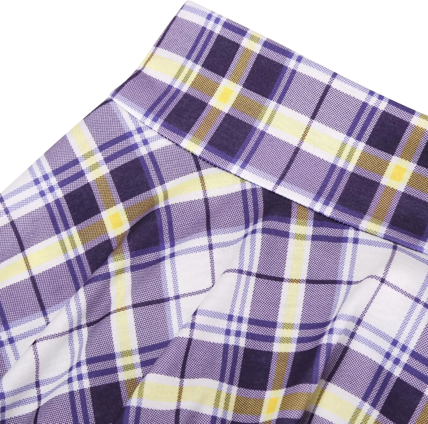 DJT Women Plaid Skirts Soft Stretchy High Waist Flared A-Line Mini Skater Skirt with Shorts