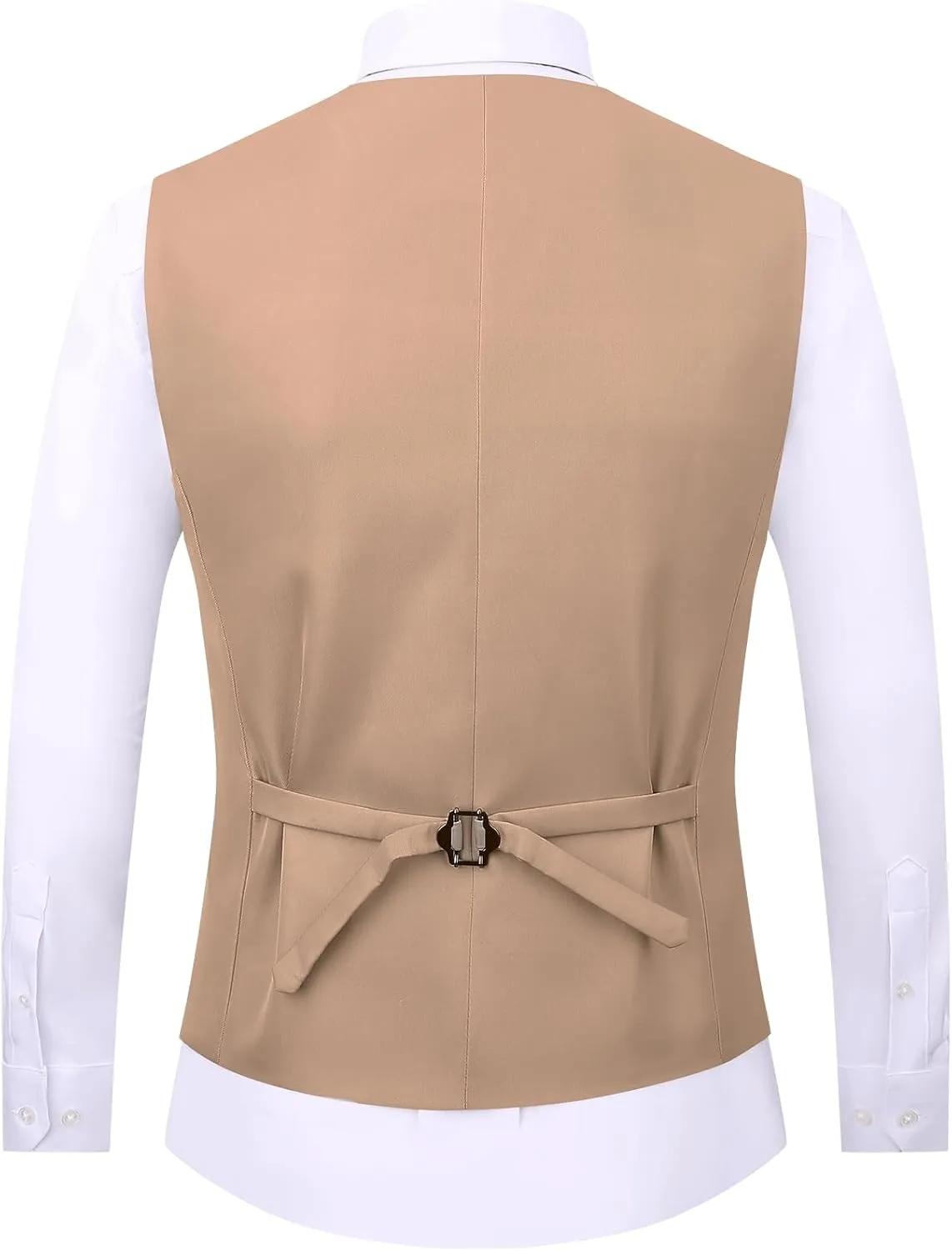 DOKKIA Men's Dress Vest Suit Waistcoat Formal Business Slim Fit V-neck Sleeveless Tuxedo Jacket with Chain