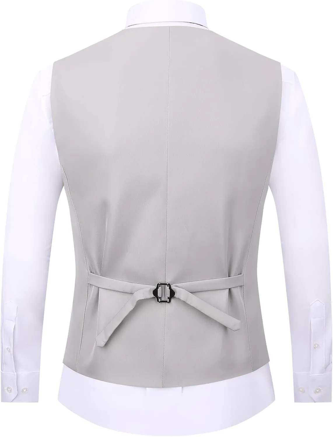 DOKKIA Men's Dress Vest Suit Waistcoat Formal Business Slim Fit V-neck Sleeveless Tuxedo Jacket with Chain