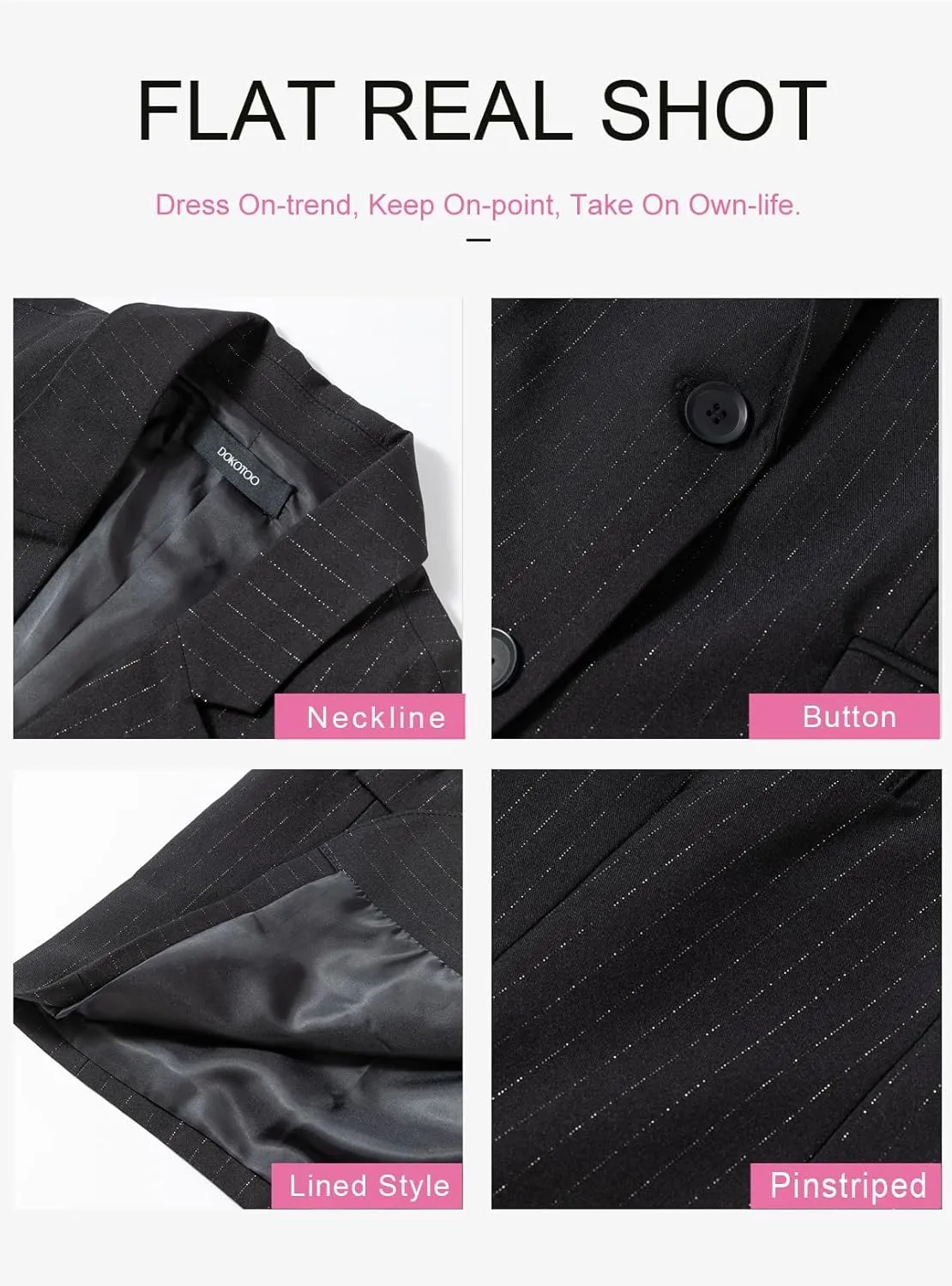Dokotoo Womens Vest Dressy Casual Stripes Sleeveless Blazer Button Up Lightweight Summer Work Office Suit Vest
