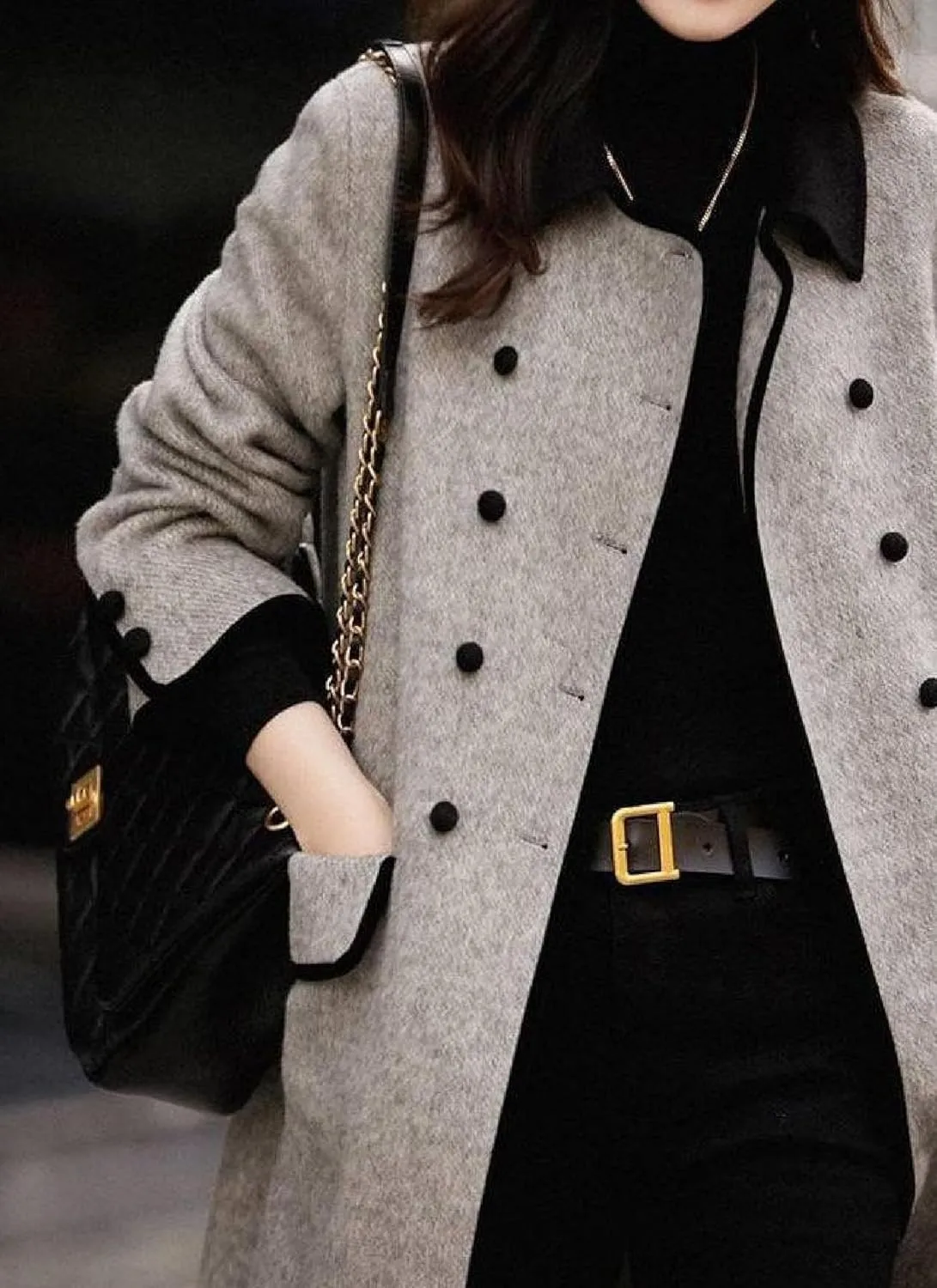 Double Breasted Trench Womens Coats Collarless Long Sleeve Winter Fall Jackets For Women 2024 and Long Womens Peacoat