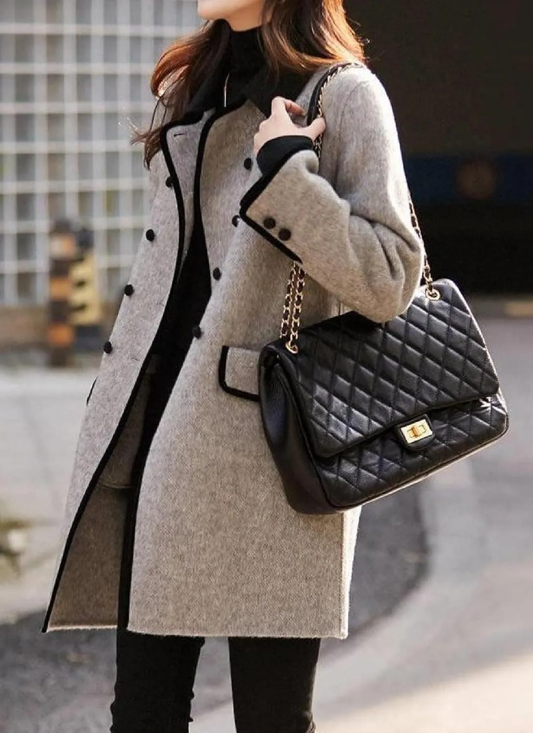 Double Breasted Trench Womens Coats Collarless Long Sleeve Winter Fall Jackets For Women 2024 and Long Womens Peacoat