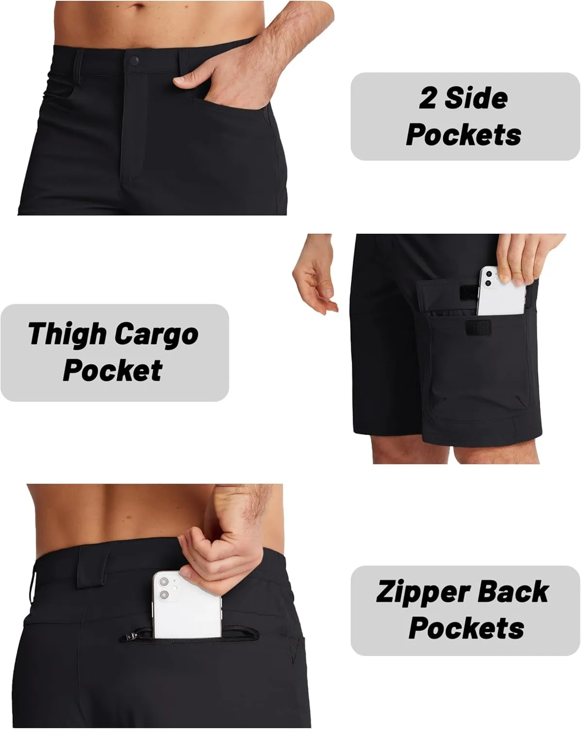 EKLENTSON Mens Outdoor Hiking Shorts Lightweight Quick Dry Casual Cargo Shorts Water Resistant with Pockets 10" Inseam