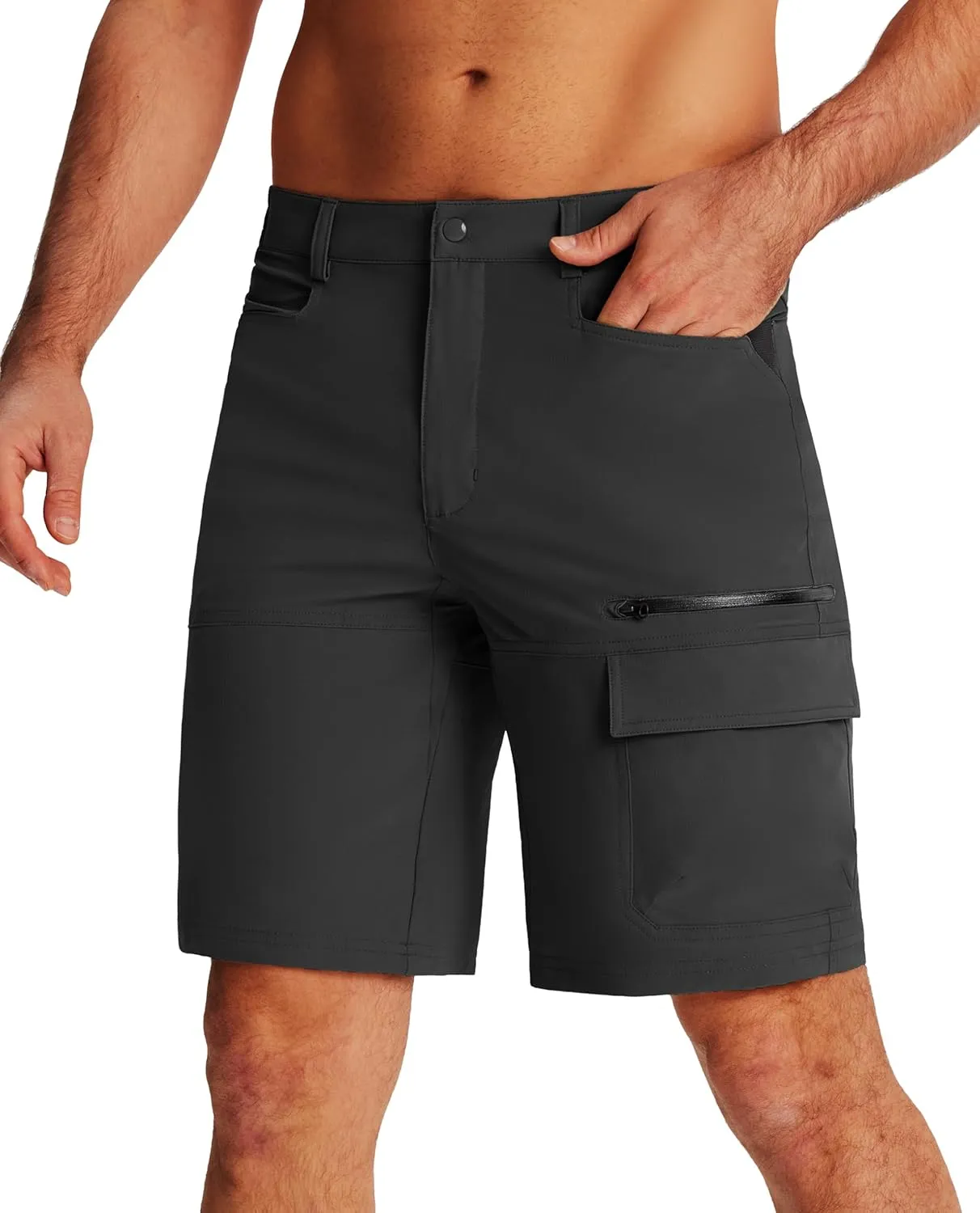EKLENTSON Mens Outdoor Hiking Shorts Lightweight Quick Dry Casual Cargo Shorts Water Resistant with Pockets 10" Inseam