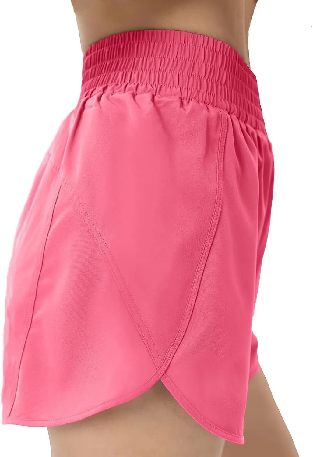 Elastic High Waisted Quick Dry Running Shorts for Women Athletic Workout Gym Dolphin Shorts with Zipper Pockets