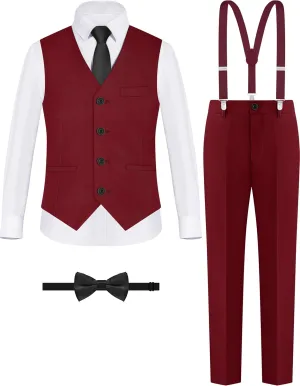 ELPA ELPA Boys' Formal Suit Set, with Suspenders, Adjustable Waist, from Toddlers to Teen