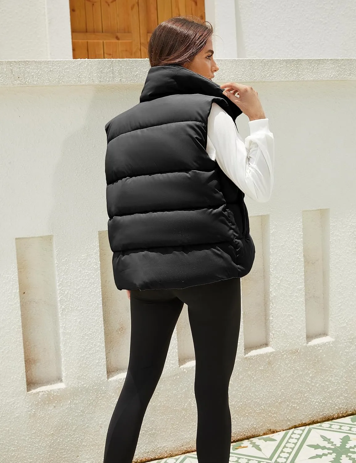 EsheSy Women's Puffer Vest Zip Up Sleeveless Lightweight Stand Collar Padded Gilet