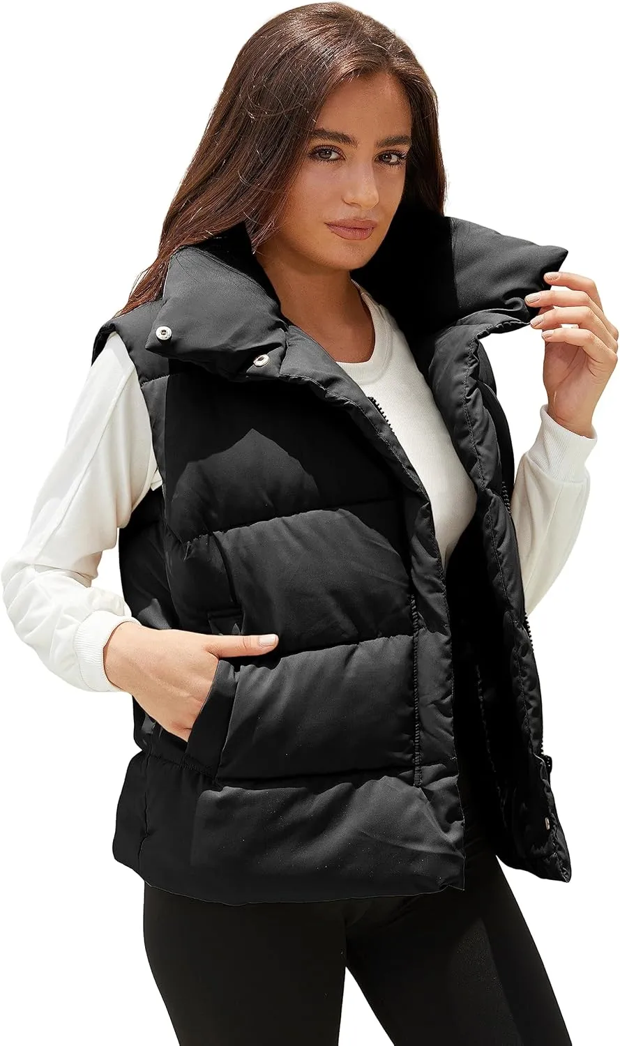 EsheSy Women's Puffer Vest Zip Up Sleeveless Lightweight Stand Collar Padded Gilet