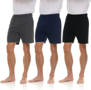 Essential Elements 3 Pack: Mens Cotton Shorts - 100% Cotton Lounge Athletic Casual Sleep Casual Pajama PJ Shorts