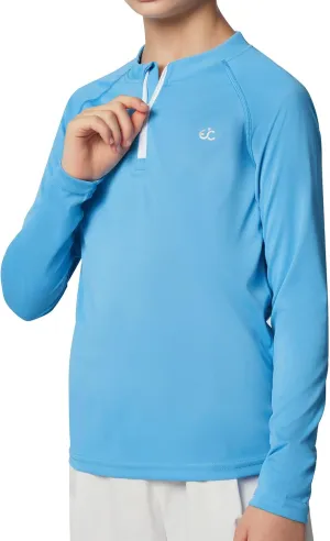 Ewedoos UPF50  Boys Swim Shirt Rash Guard Long Sleeve Quick Dry Sun Shirts Kids Boys Fishing Shirt for Summer Outdoor