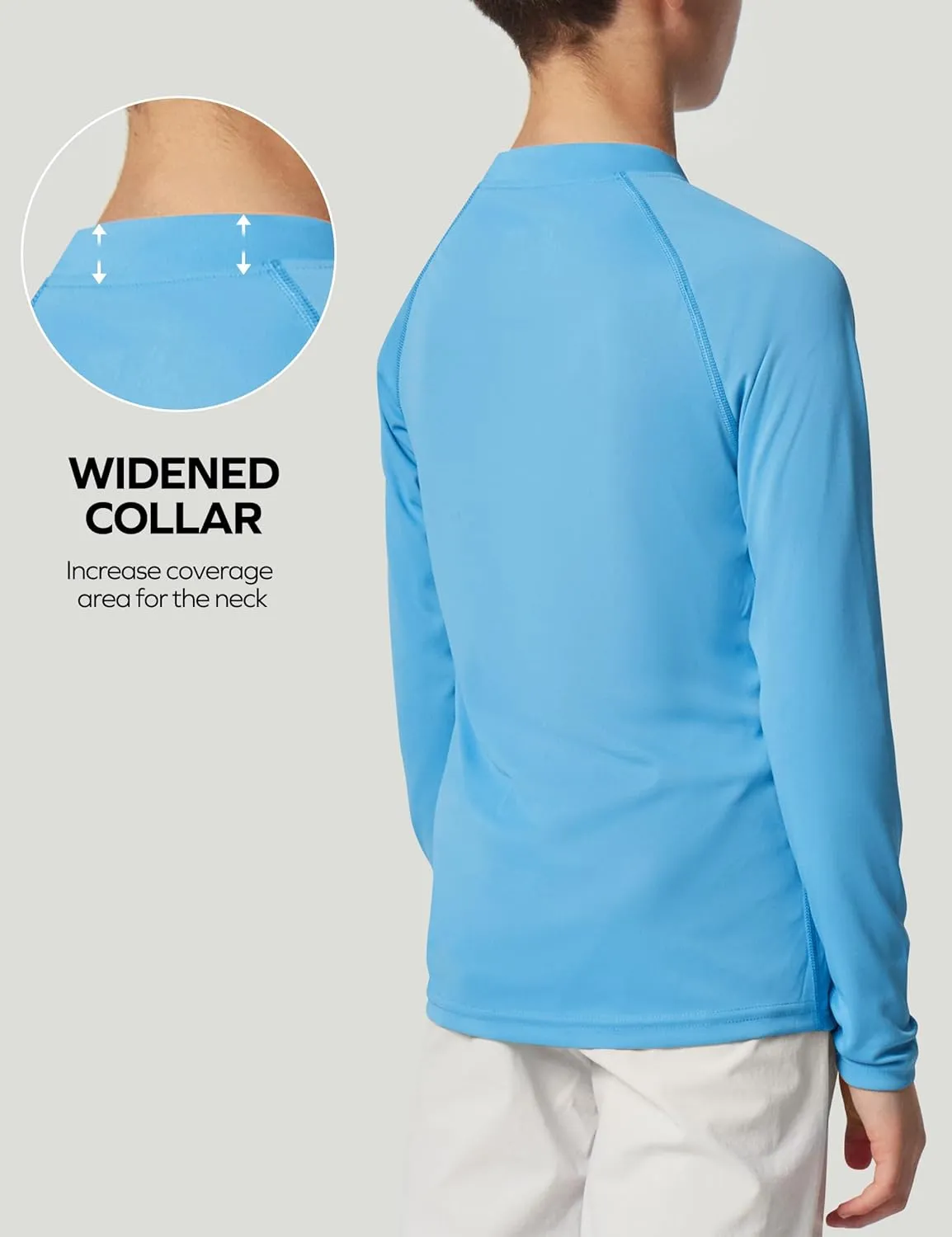 Ewedoos UPF50  Boys Swim Shirt Rash Guard Long Sleeve Quick Dry Sun Shirts Kids Boys Fishing Shirt for Summer Outdoor