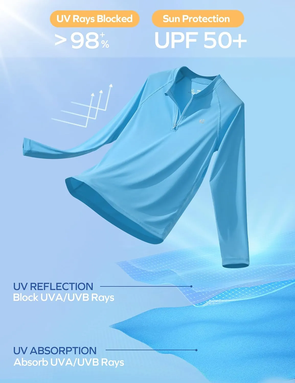 Ewedoos UPF50  Boys Swim Shirt Rash Guard Long Sleeve Quick Dry Sun Shirts Kids Boys Fishing Shirt for Summer Outdoor