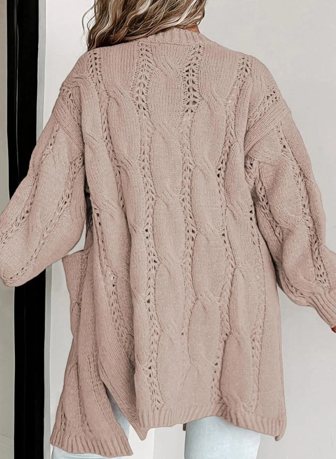 Eytino Plus Size Cardigans for Women Open Front Long Sleeves Lightweight Fall Sweaters with Pockets(1X-5X)