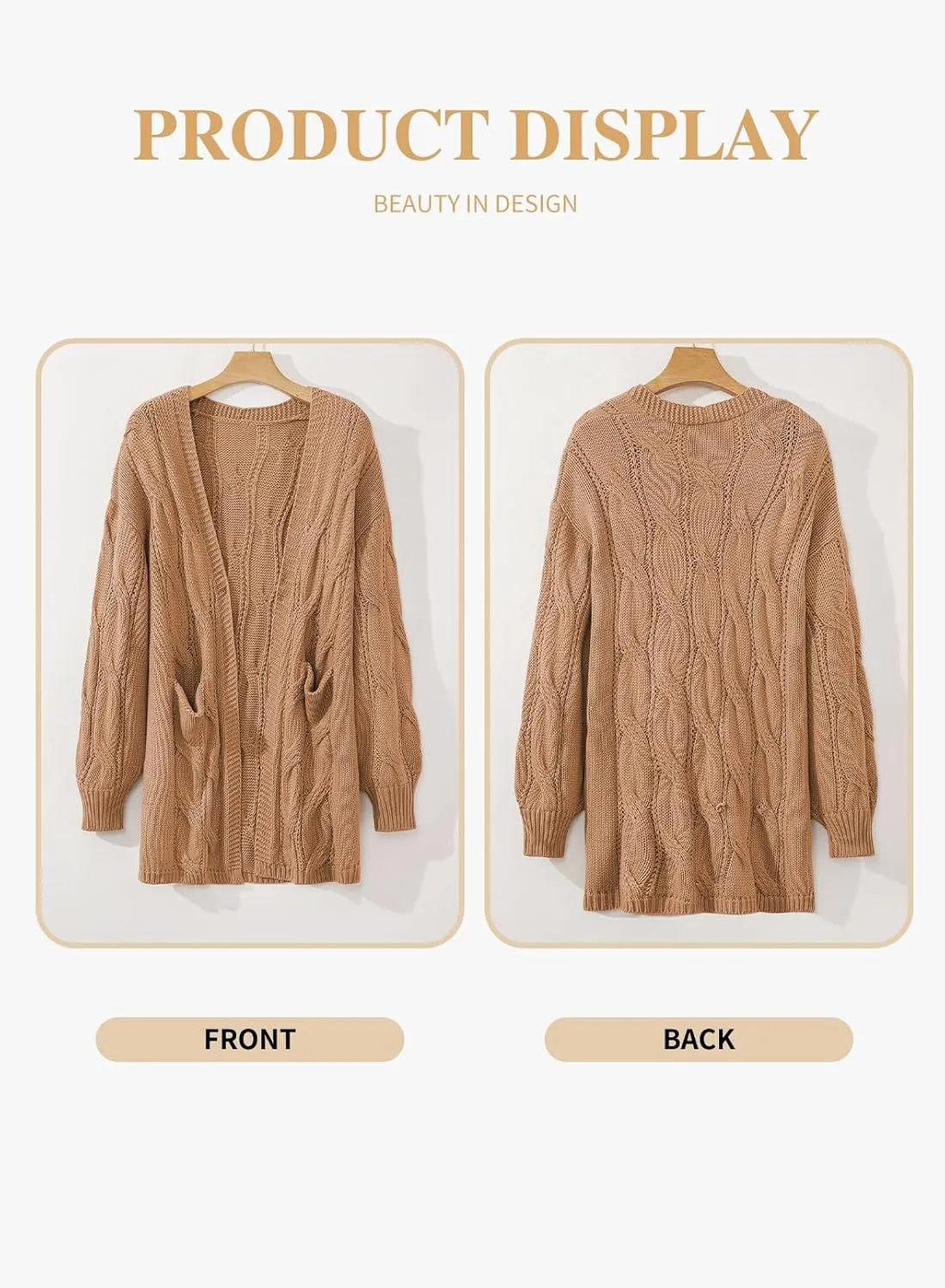 Eytino Plus Size Cardigans for Women Open Front Long Sleeves Lightweight Fall Sweaters with Pockets(1X-5X)