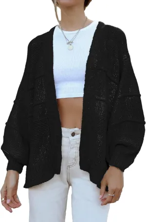 Famulily Womens Cute Long Sleeve Open Front Cardigans Cozy Warm Knit Cardigan Sweater Coat