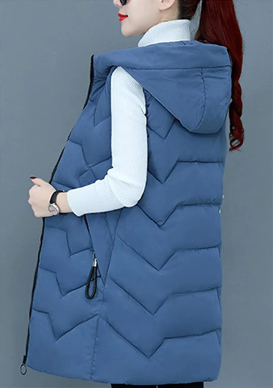 FLITAY Women Fall Winter Sleeveless Vest Coat Hooded Pocket Plus Size Vest Soft Lightweight Zipper Coat Vest