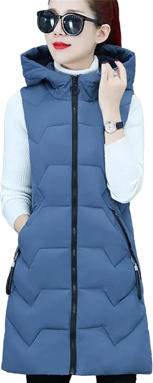 FLITAY Women Fall Winter Sleeveless Vest Coat Hooded Pocket Plus Size Vest Soft Lightweight Zipper Coat Vest