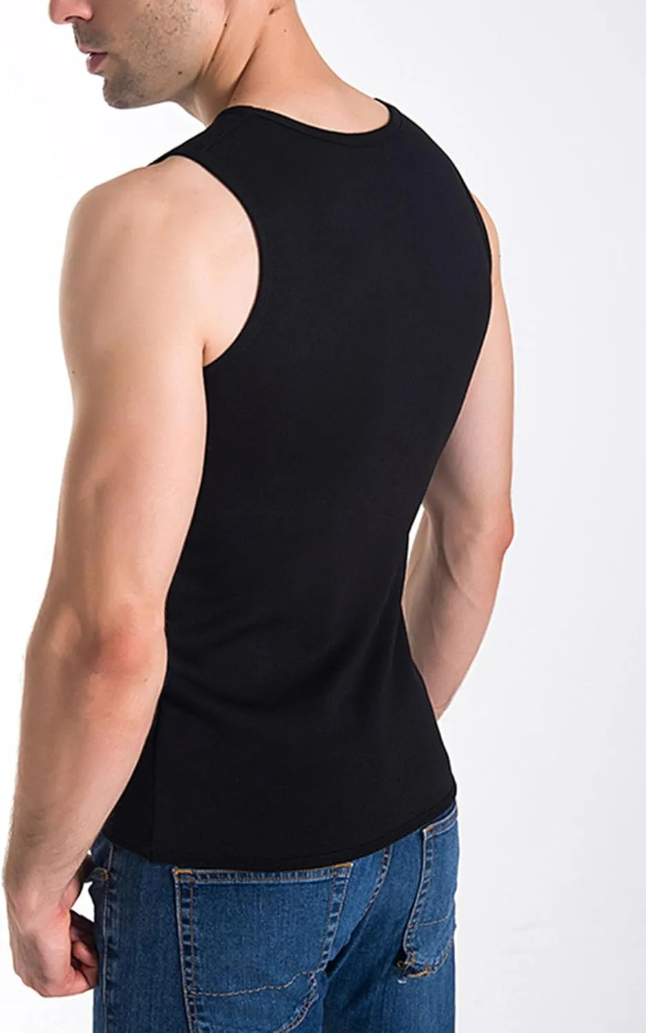 Flygo 2 Pack Thermal Tank Top Men Cotton Winter Warm Fleece Lined Underwear Sleeveless Vest Undershirt