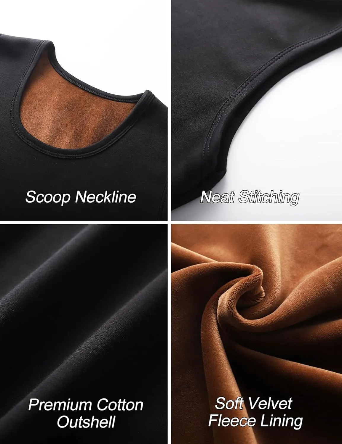 Flygo 2 Pack Thermal Tank Top Men Cotton Winter Warm Fleece Lined Underwear Sleeveless Vest Undershirt