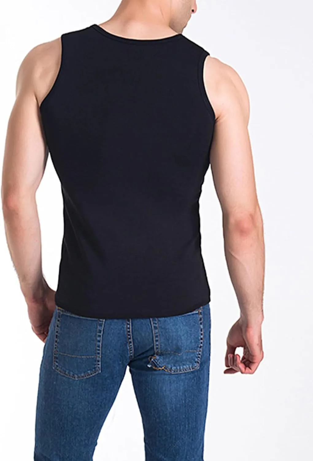 Flygo 2 Pack Thermal Tank Top Men Cotton Winter Warm Fleece Lined Underwear Sleeveless Vest Undershirt