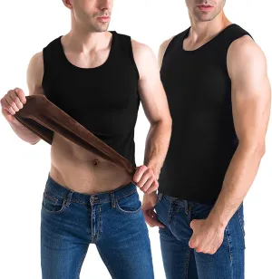 Flygo 2 Pack Thermal Tank Top Men Cotton Winter Warm Fleece Lined Underwear Sleeveless Vest Undershirt