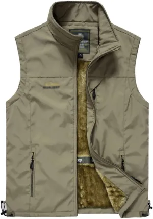 Flygo Men's Casual Lightweight Outdoor Travel Fishing Hunting Vest Jacket with Pockets