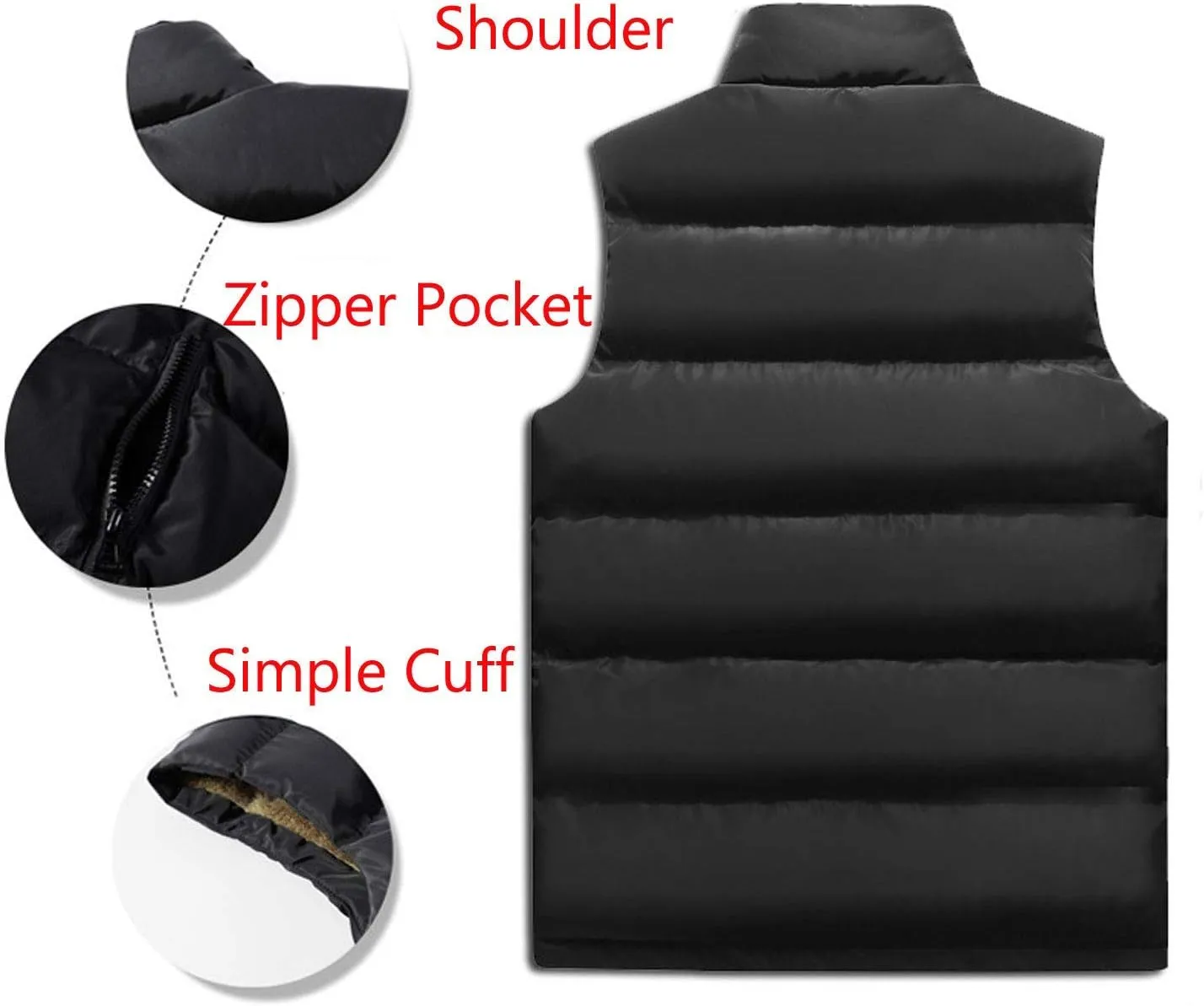 Flygo Men's Fleece Lined Winter Warm Outdoor Padded Puffer Vest Thick Sleeveless Jacket with Pockets