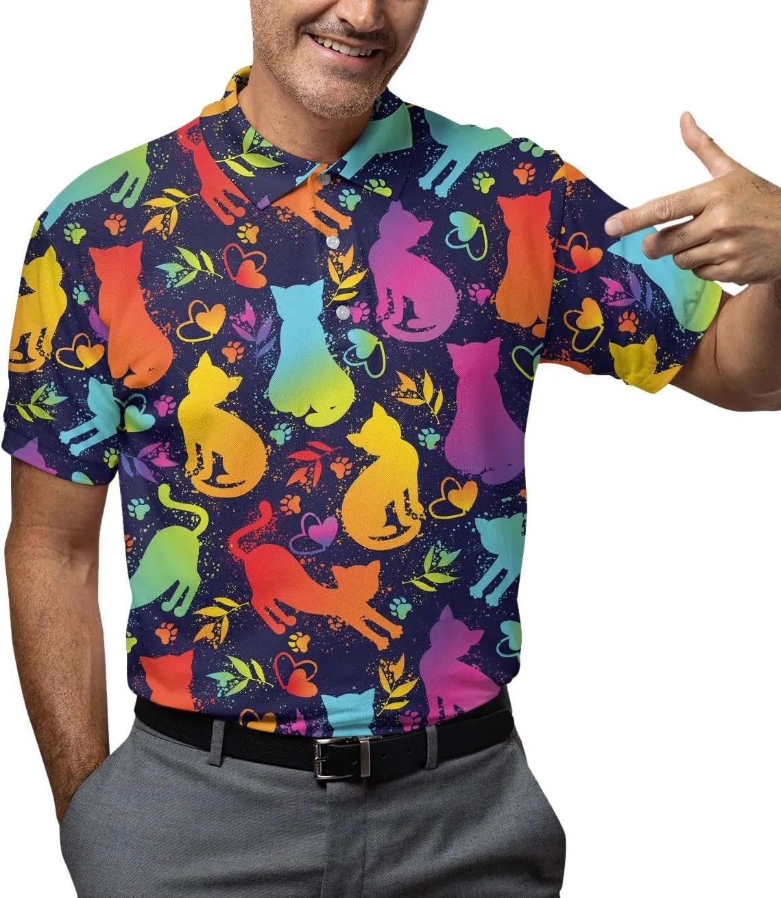 Funny Golf Shirts for Men Dry Fit, Tropical Hawaiian Golf Polo Shirt, Mens Golf Polos Golfing