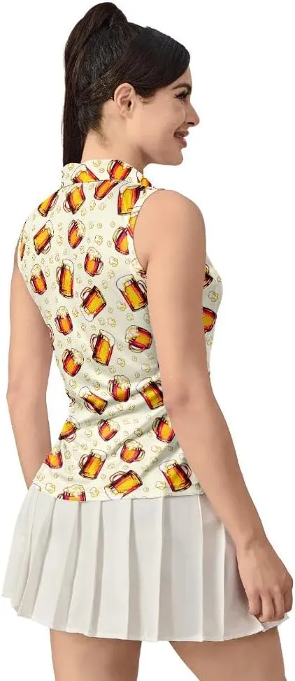 Funny Sleeveless Golf Polo for Women Sleeveless Quick Dry Polo Shirts Ladies Golf Shirts Golf Outfits for Women