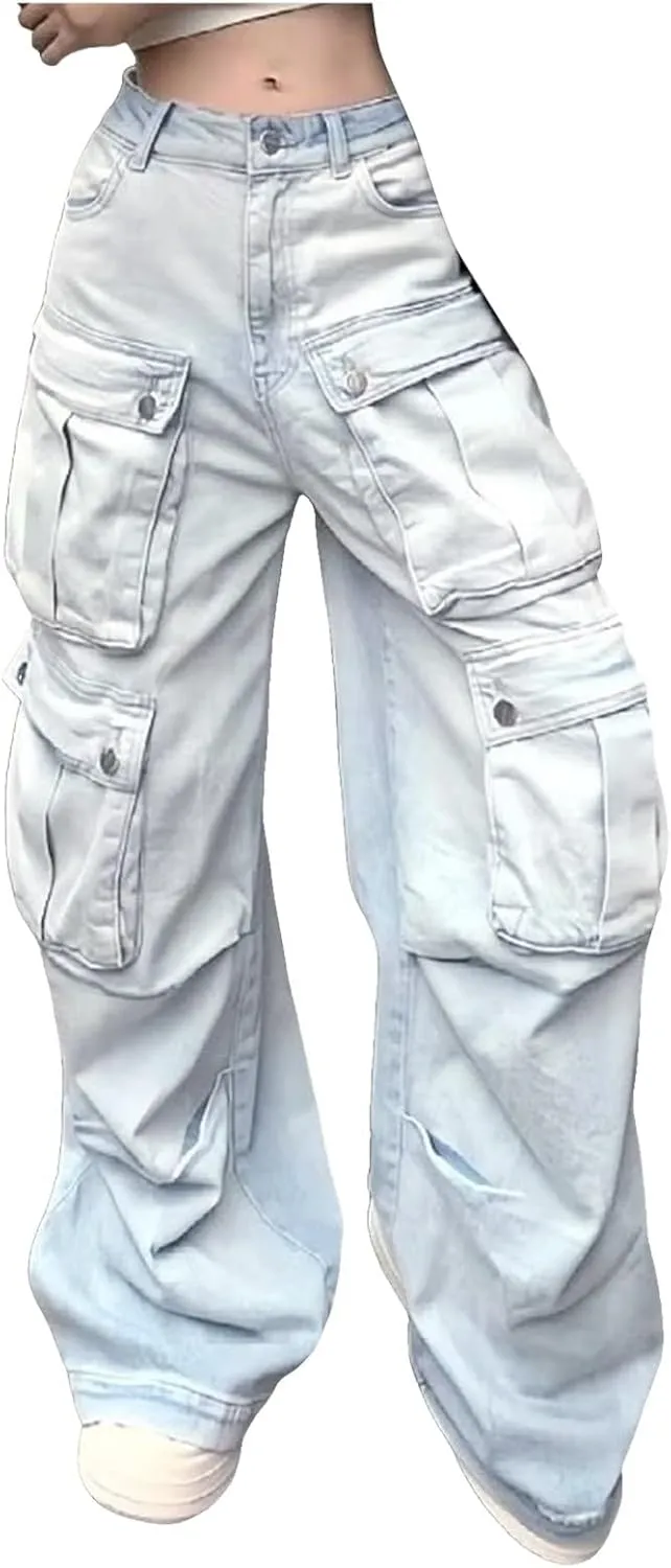 FZVYD Cute Jeans for Women Star Patchwork Pants High Waisted Straight Leg Baggy Jean Casual Baggy 2024 Trendy Streetwear