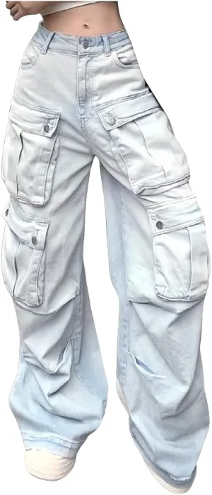 FZVYD Cute Jeans for Women Star Patchwork Pants High Waisted Straight Leg Baggy Jean Casual Baggy 2024 Trendy Streetwear