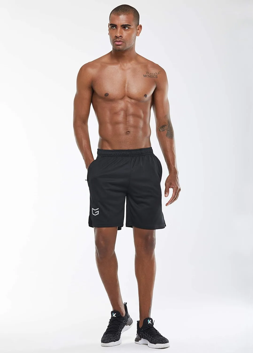 G Gradual Men's 2 Pack 7" Workout Running Shorts Quick Dry Lightweight Gym Shorts with Zip Pockets
