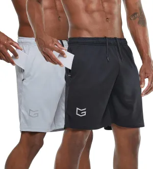 G Gradual Men's 2 Pack 7" Workout Running Shorts Quick Dry Lightweight Gym Shorts with Zip Pockets
