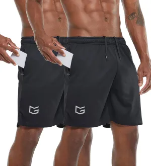 G Gradual Men's 2 Pack 7" Workout Running Shorts Quick Dry Lightweight Gym Shorts with Zip Pockets