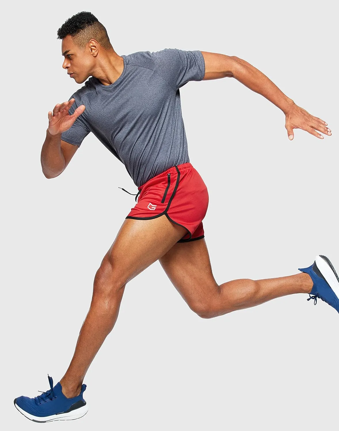 G Gradual Men's Running Shorts 3 Inch Quick Dry Gym Athletic Jogging Shorts with Zipper Pockets