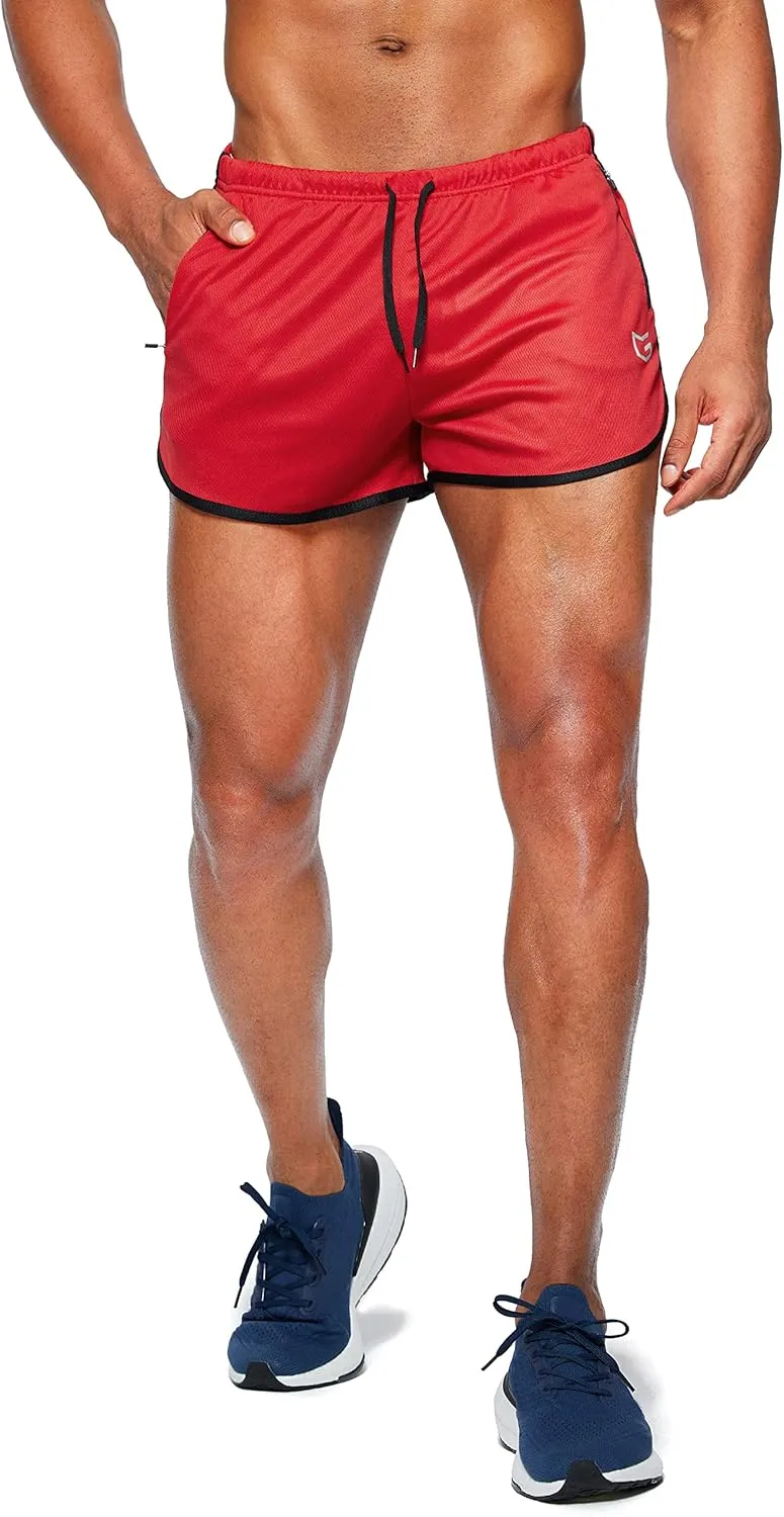 G Gradual Men's Running Shorts 3 Inch Quick Dry Gym Athletic Jogging Shorts with Zipper Pockets