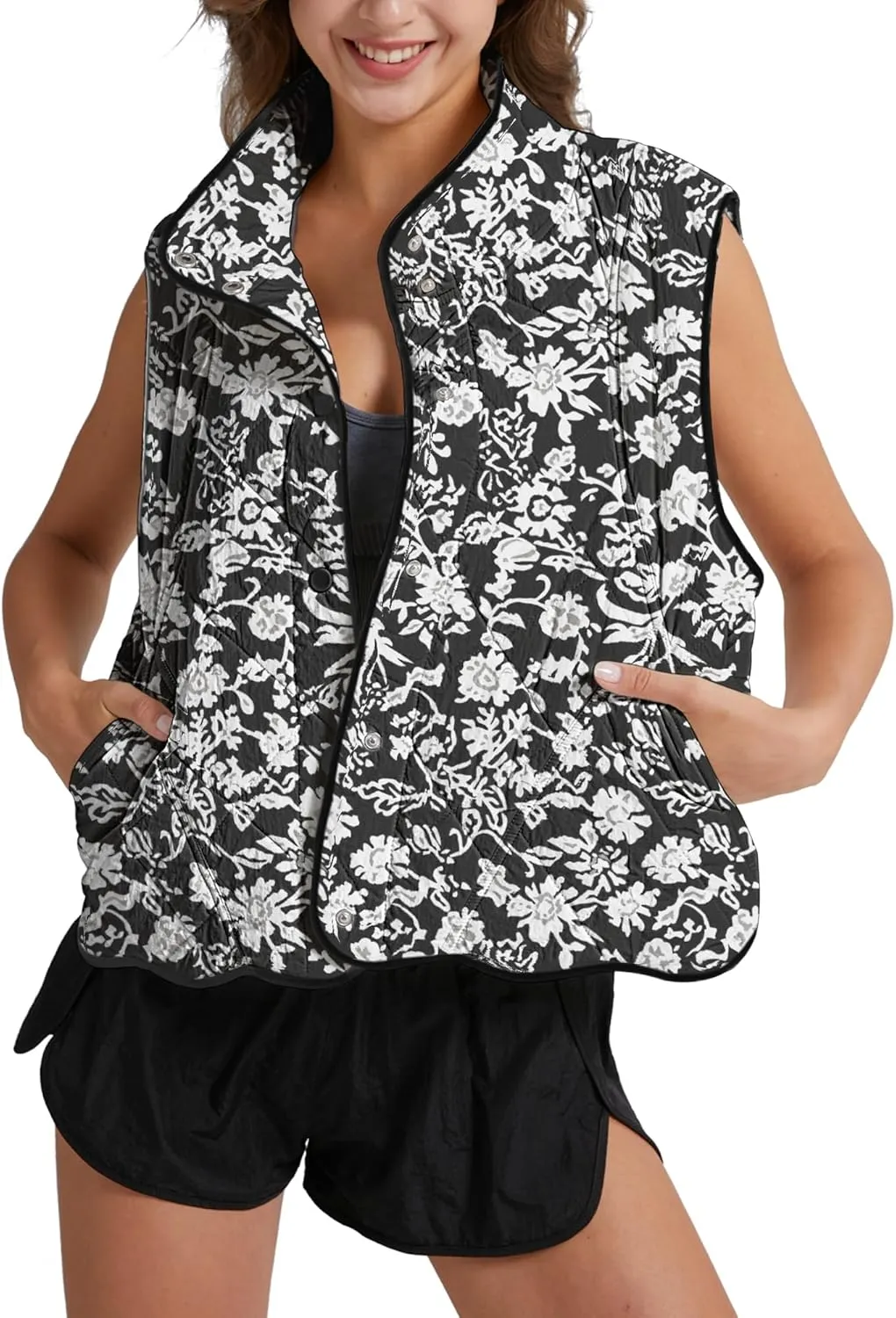 Gacaky Women's Puffer Vest Sleeveless Button Down Outerwear Warm Quilted Lightweight Down Winter Jackets Coats