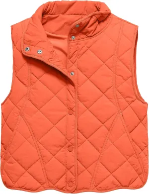Gacaky Women's Puffer Vest Sleeveless Button Down Outerwear Warm Quilted Lightweight Down Winter Jackets Coats