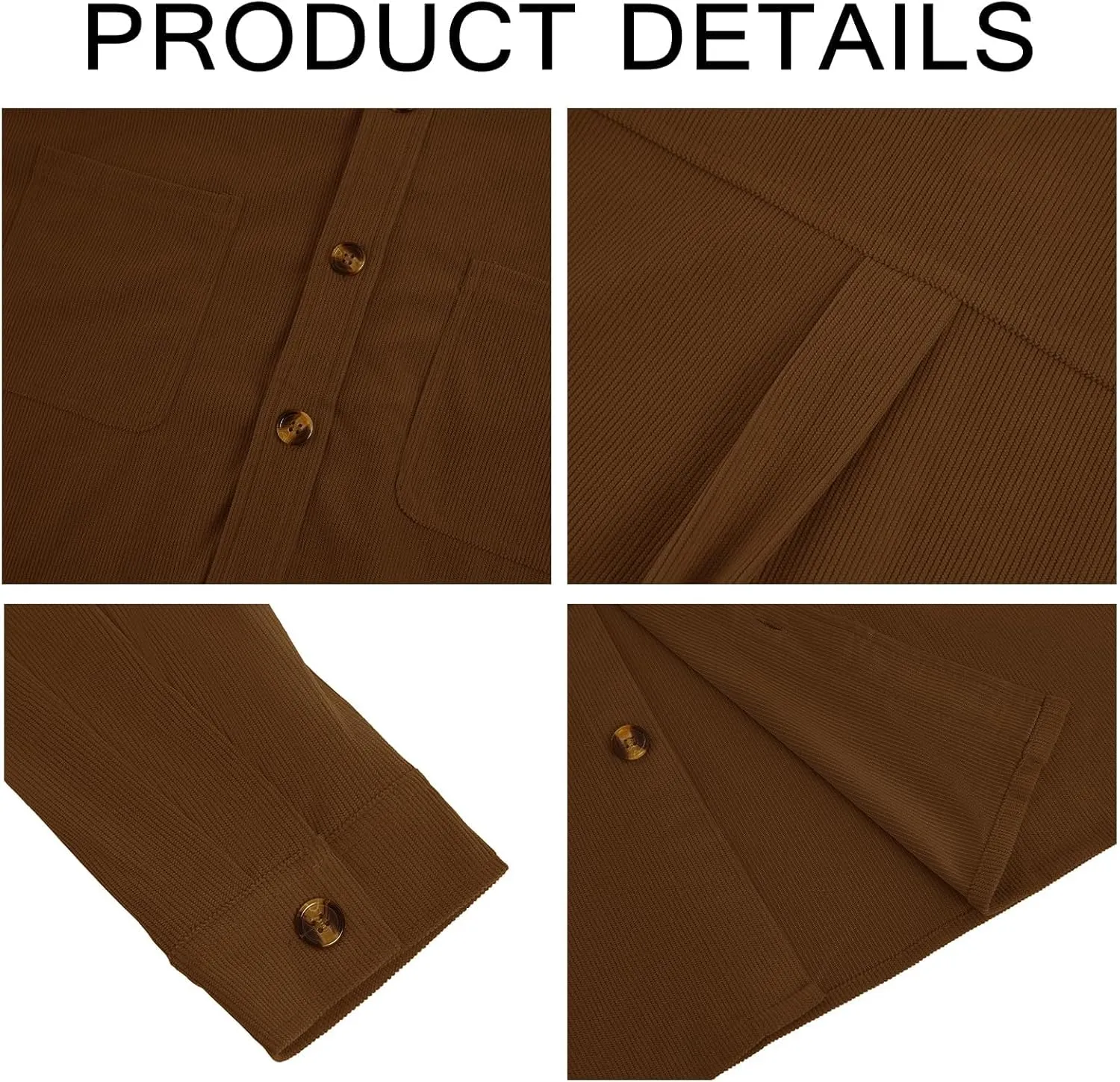 Gafeng Men's Casual Button Down Shirts Corduroy Long Sleeve Regular Fit Shacket Jacket with Flap Pocket
