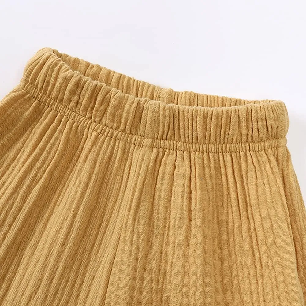 GFQLONG Toddler Baby Girls 3 Pack Elastic Waist Pants Soft Cotton Linen Harem Bloomers Summer Fall Long Pants