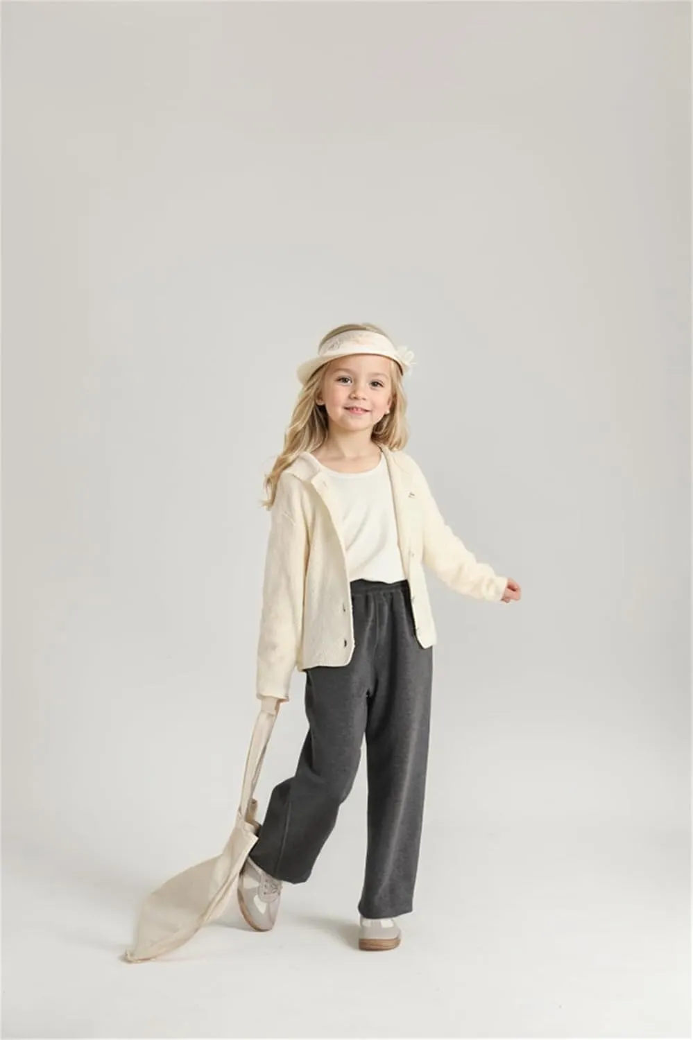Girl's Cable Knit Zip Up Cardigan Letter Patched Long Sleeve Hooded Sweatshirt