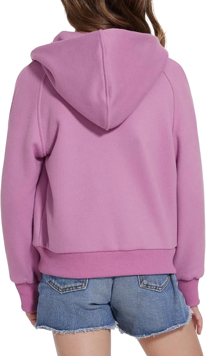 Girls Zip Up Cropped Hoodies Long Sleeve Casual Sweatshirts Jacket with Pockets Thumb Hole 4-12 Years