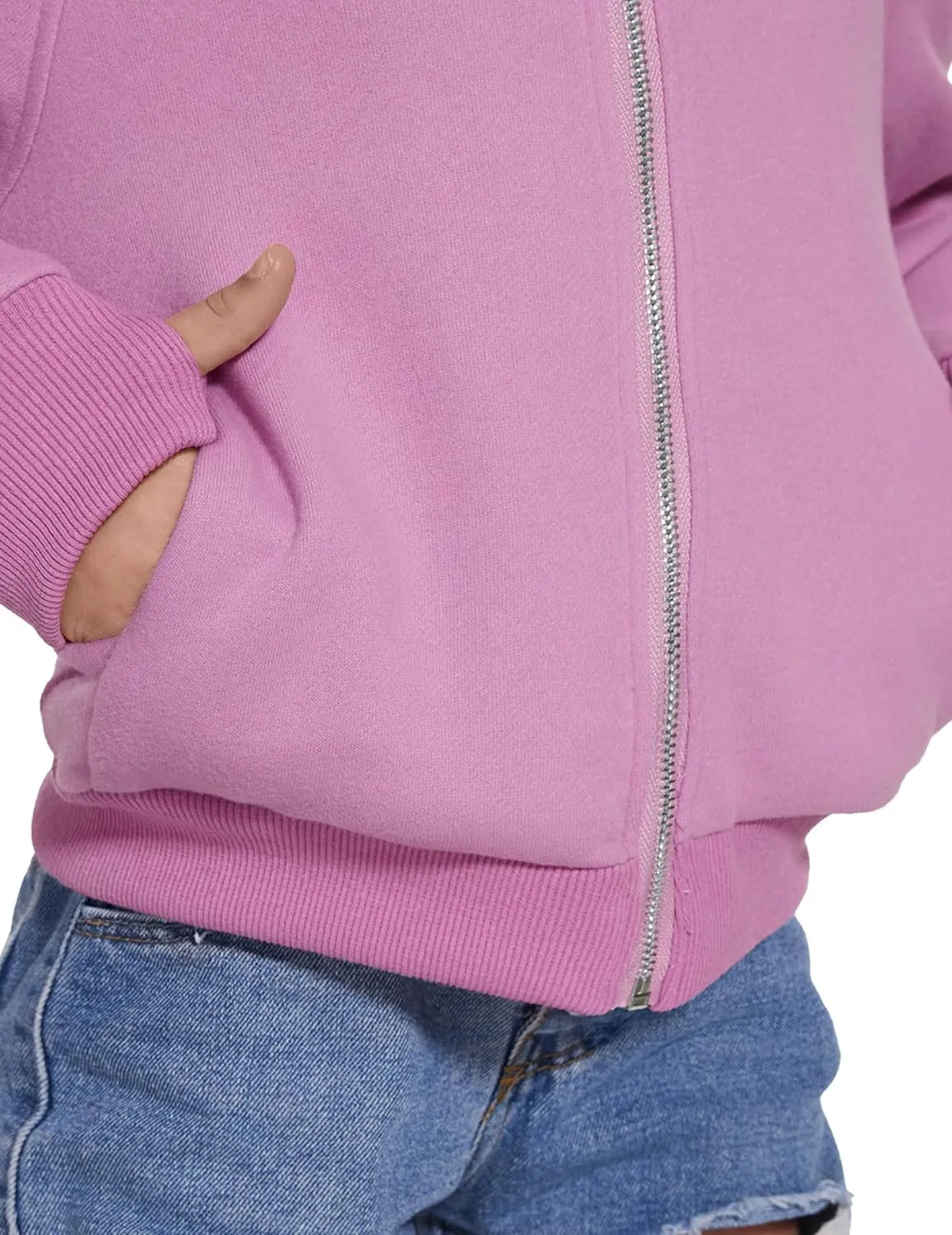 Girls Zip Up Cropped Hoodies Long Sleeve Casual Sweatshirts Jacket with Pockets Thumb Hole 4-12 Years