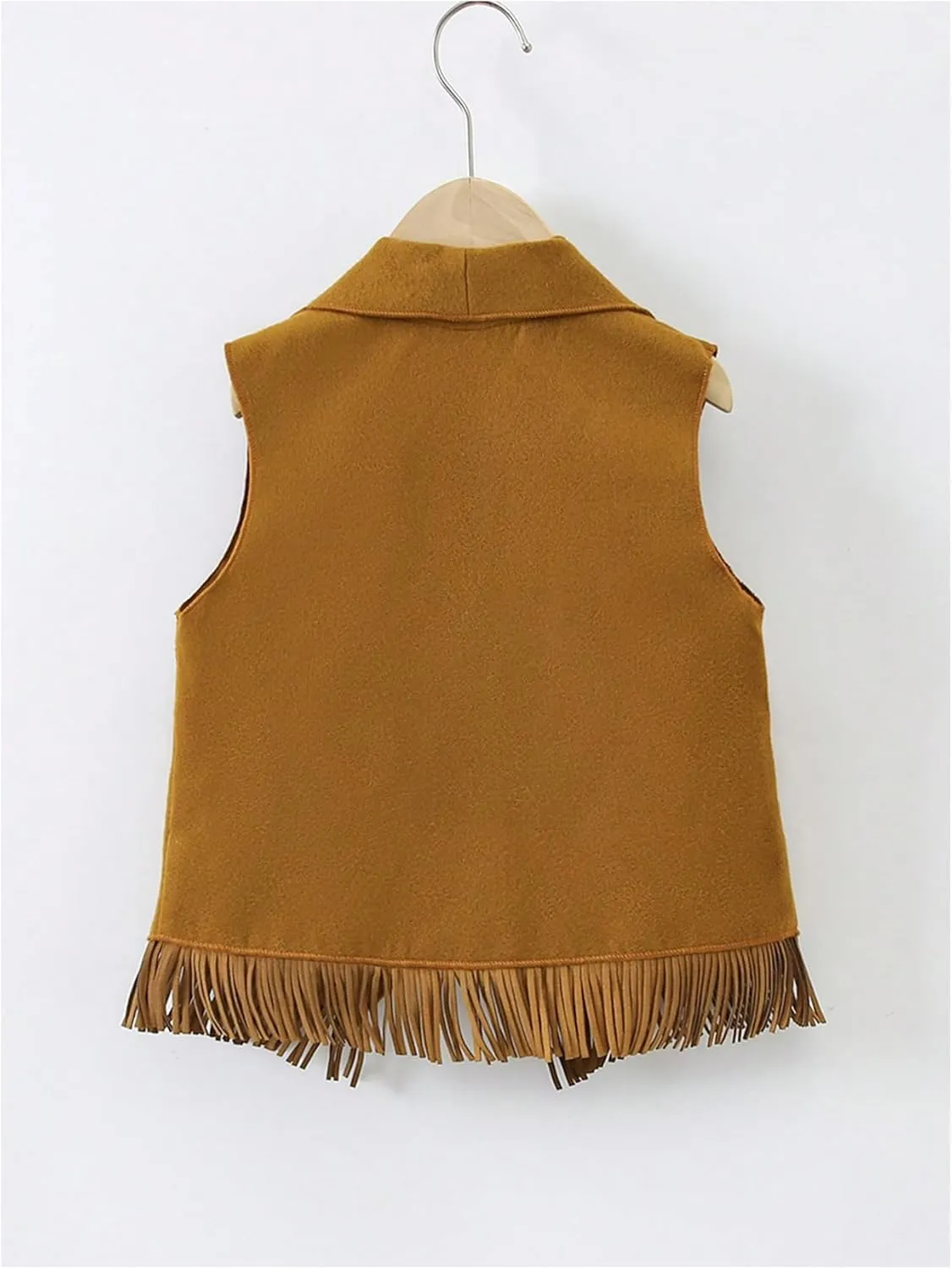 GORGLITTER Girl's Fringe Sleeveless Blazer Open Front Coat