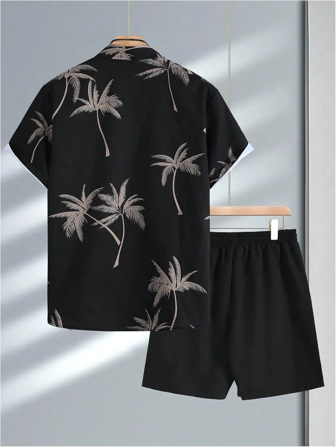 GORGLITTER Men's Vacation Beach Outfits 2 Piece Shorts Set Floral Hawaiian Button Down Shirt and Shorts