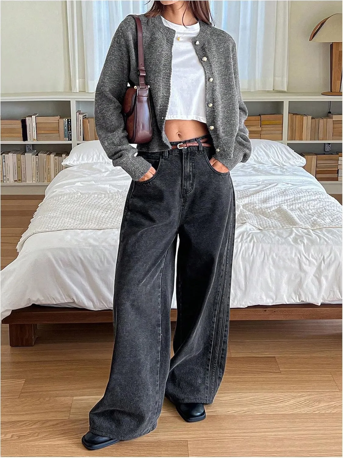 GORGLITTER Women's Bow Knot Lightweight Cardigan Dressy Long Sleeve Knit Tops Casual Color Block Button Front Sweater