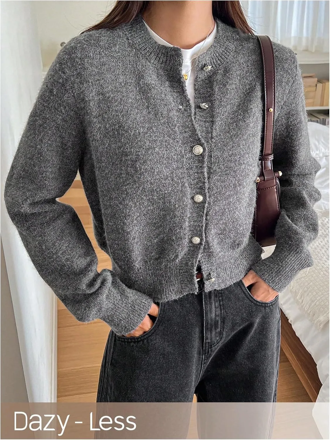GORGLITTER Women's Bow Knot Lightweight Cardigan Dressy Long Sleeve Knit Tops Casual Color Block Button Front Sweater